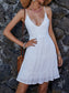 White Worsted Midskirt Dress With All Colors Of National Wind Cotton Halter Belt 