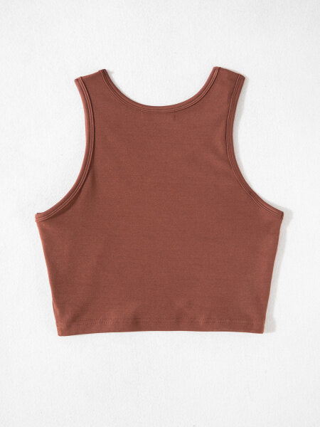 Sleeveless Tee With Knitted Letters